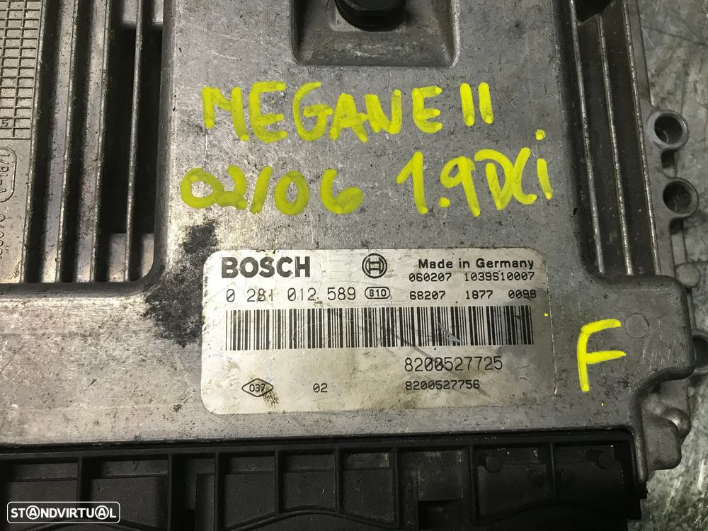CENTRALINA DO MOTOR RENAULT MEGANE II / SCENIC II 1.9DCI REF. 0281012589 8200527725 8200527756 - 2