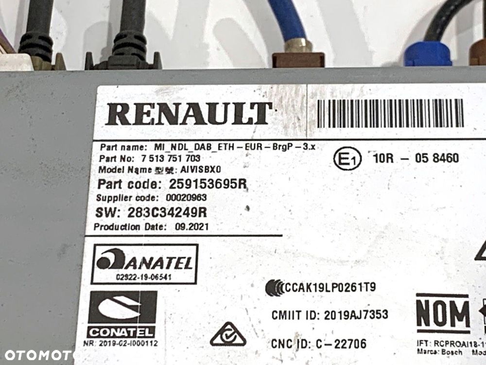 RADIO NAWIGACJA RENAULT ARKANA I (LCM_) 2019 - 2022 1.5 E-TECH 145 69 kW [94 KM] Hybryda silnik - 4