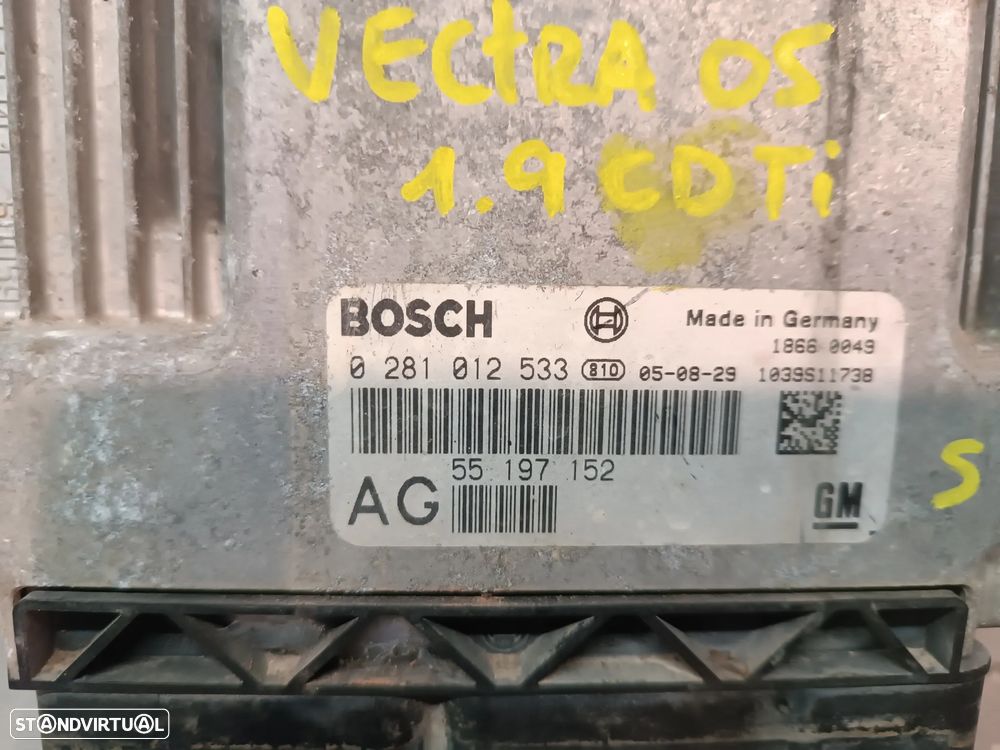 UNIDADE / CENTRALINA DO MOTOR OPEL VECTRA C 1.9CDTI 120CV 0281012533 55197152 - 3