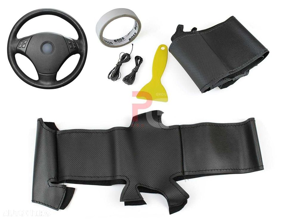 Husa volan piele negru 38 cm. BMW E90 2005-2011 - 1