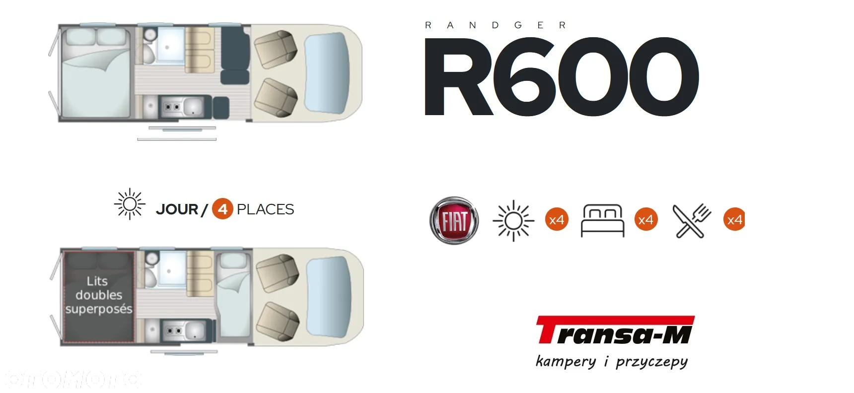 Fiat KAMPER RANDGER R600 DUCATO 2.2JTD 140KM AUTOMAT NOWY! MODEL 2024 - 2