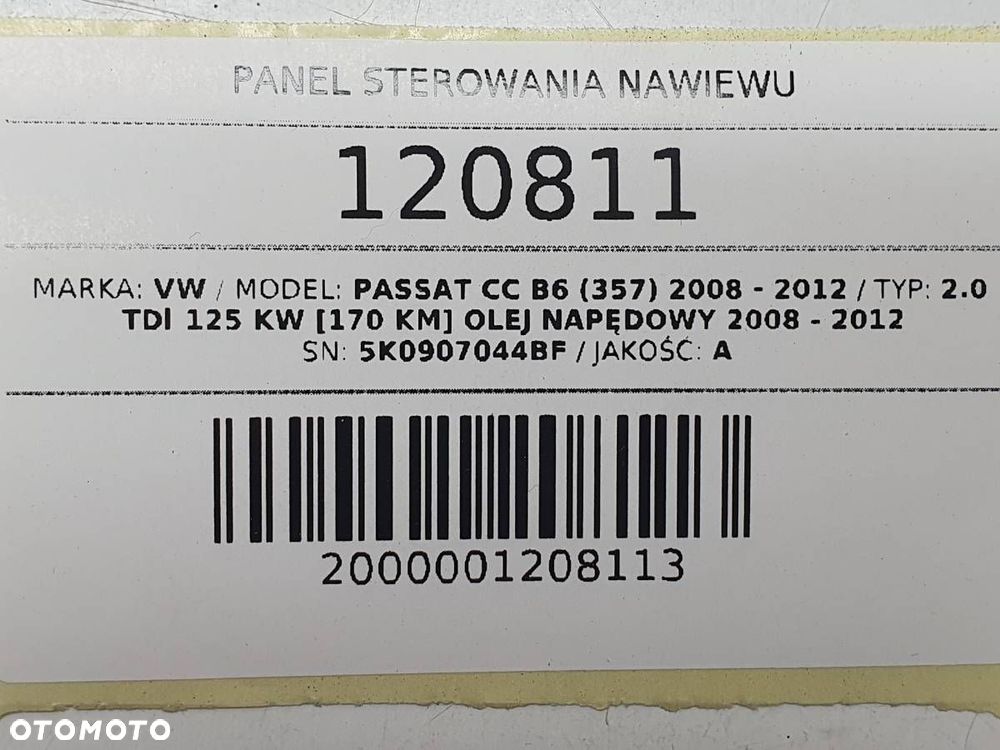 PANEL STEROWANIA NAWIEWU KLIMATYZACJI WEBASTO VW PASSAT CC B6 5K0907044BF - 7