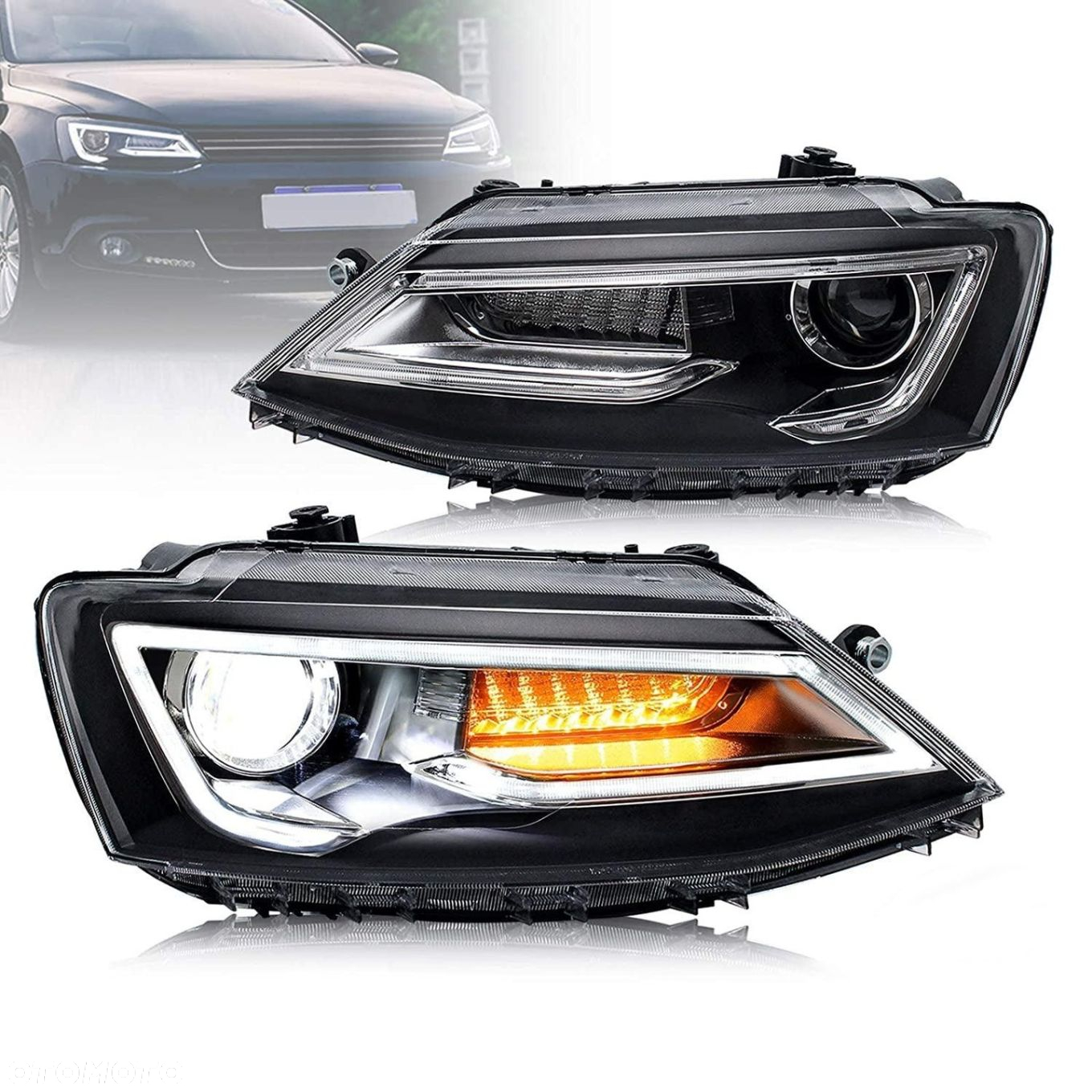 Reflektory Lampy kpl Vland Led Neon Tuning Black VW Jetta VI 5c 6 2010-2018 - 5