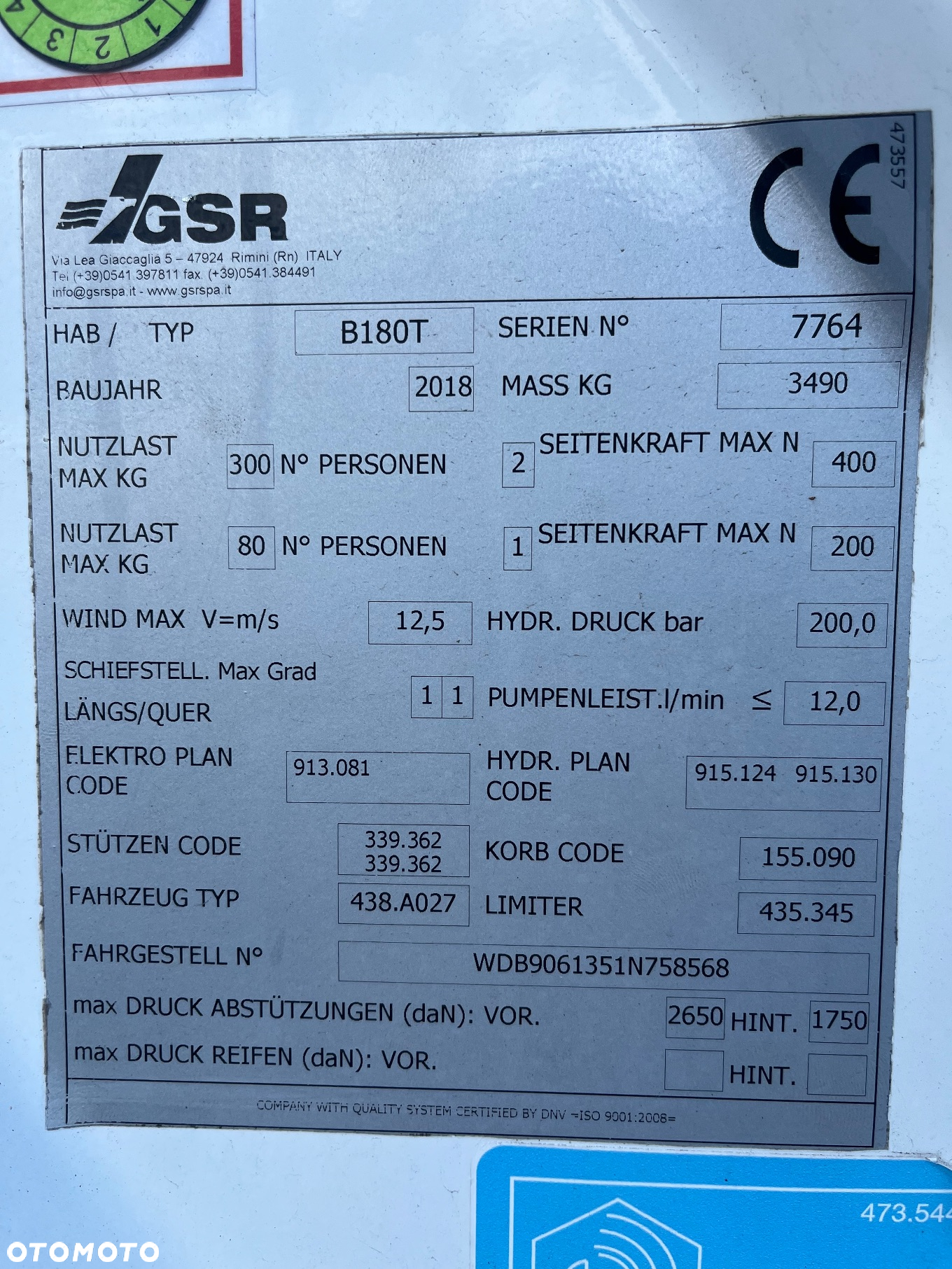 Mercedes-Benz Podnośnik Koszowy Zwyżka GSR 180T 18 metrów 13 metrów w Bok!Super Stan! UDT! jak Wumag Ruthmann Multitel! Kosz 300KG - 27