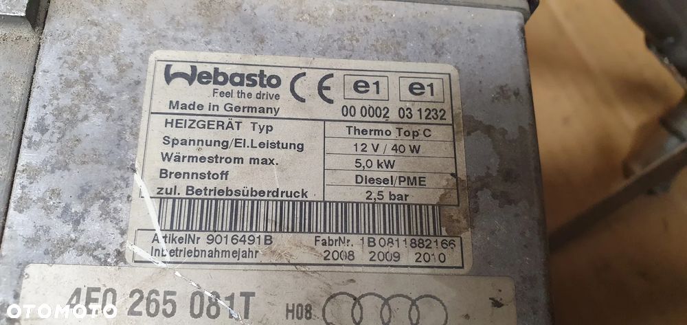 Webasto ogrzewanie postojowe Audi A8 D3 4E0265081T 4E0910105A - 7