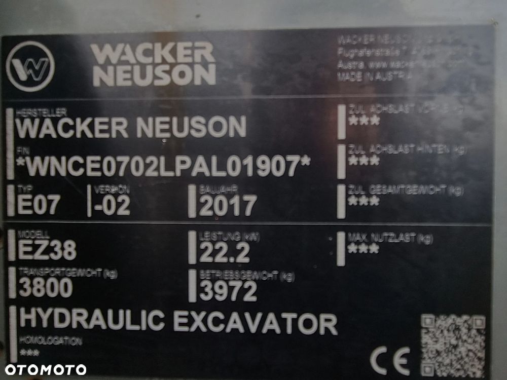 Wacker Neuson EZ38 koparka 4tony 2018r 1289h Import Norwegia-Maszyna JAK NOWA aktualna DEKRA 2026r. silnik Yanmar. dodatkowa linia Hydr. Zamki na tłokach. Szybko-złącze Hydra. 2 łyżki. Zero luzów wycieków. Okazja! - 10