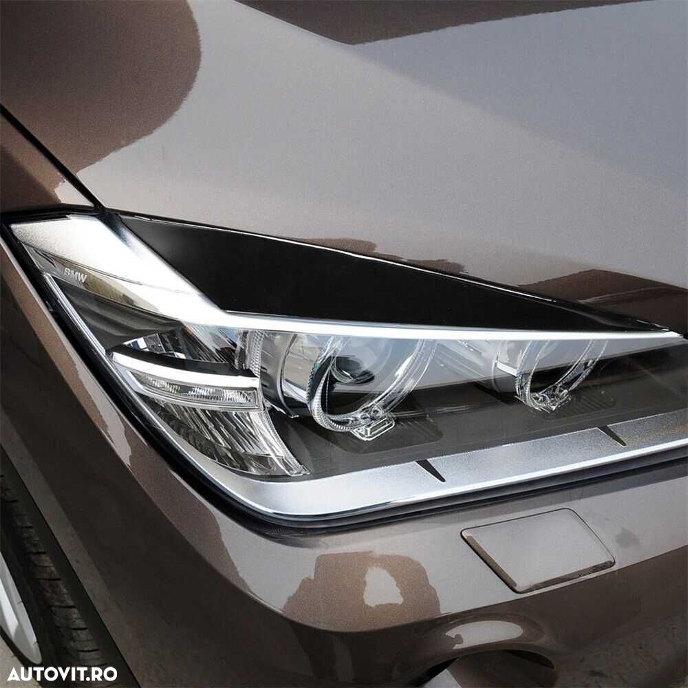 Set 2 Pleoape Faruri Far Adeziv BMW X1 E84 2009 - 2014, Negru Lucios - 4