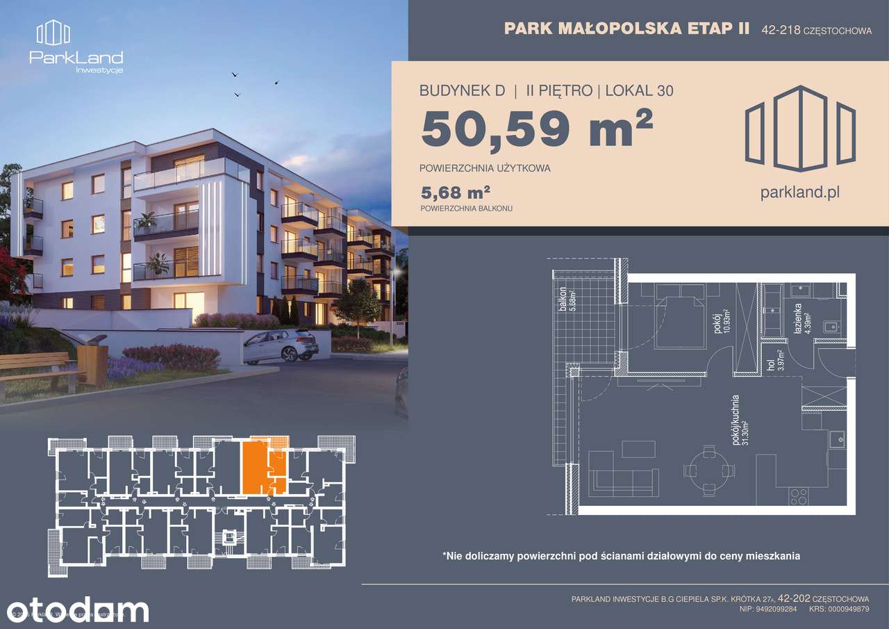 Park Małopolska - 50 m2 od zachodu w stronę Alei Brzozowej.