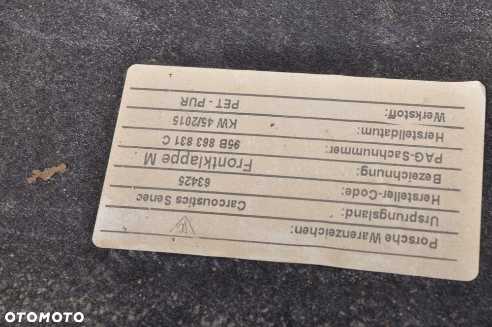 PORSCHE MACAN WYGŁUSZENIE PODBITKA MASKI 95B863831C - 4