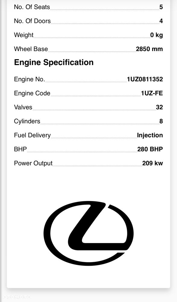 LEXUS LS400 99r 4.0 V8 280KM SILNIK 1UZ-FE 1UZ-F87R 140 TYS MIL - 8