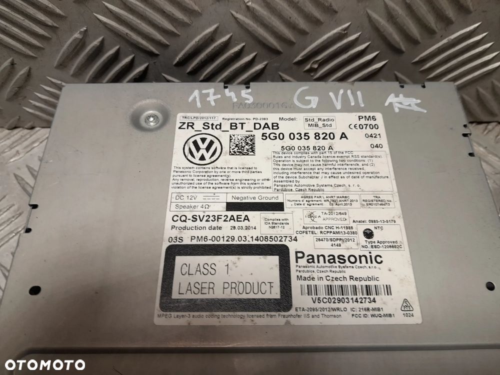 VW GOLF VII RADIO WYŚWIETLACZ CZYTNIK NAVIGACJI SSD 5G0035820A 5G0919605 - 14