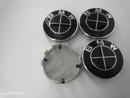 Capace Roti Sigle Embleme Jante BMW ALB NEGRU / Full Negru 56MM/68MM - 5