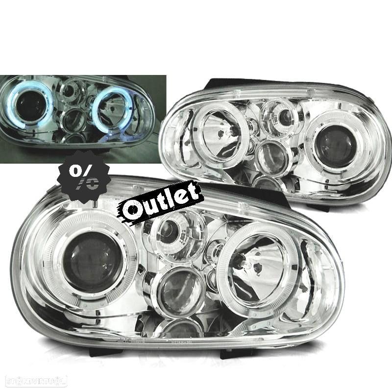 R012802C1 FAROL DIR VOLKSWAGEN VW GOLF 4 97-03 OLHOS DE ANJO CROMADOS - 1