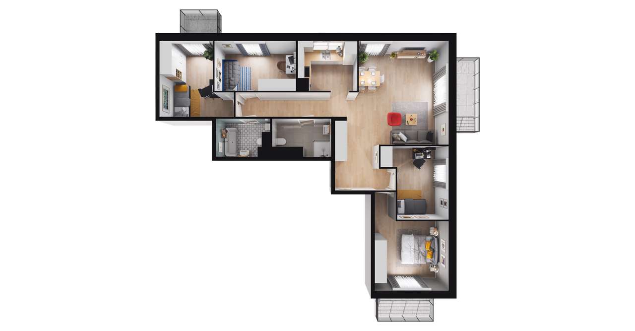 5-pokojowe mieszkanie 101m2 + 3 balkony