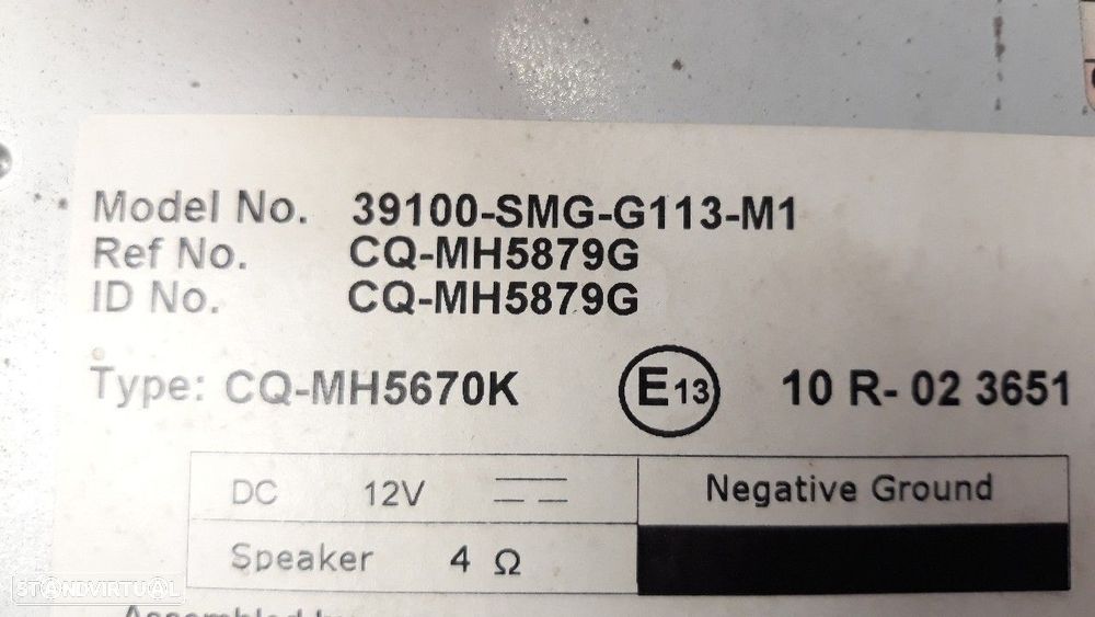 SISTEMA AUDIO / RADIO CD HONDA CIVIC VIII HATCHBACK 2009 -39100SMGG113M1 - 4