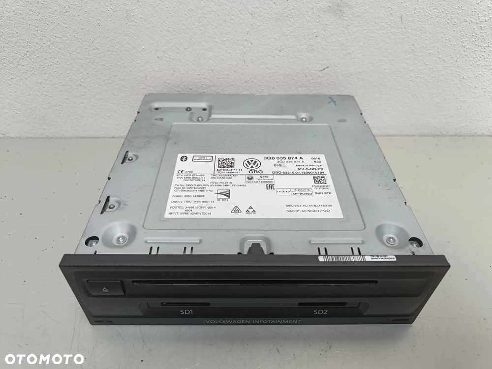 Radio Nawigacja VW Passat B8 Golf 7 MIB3 Multimedia Czytnik 3Q0035874A - 2