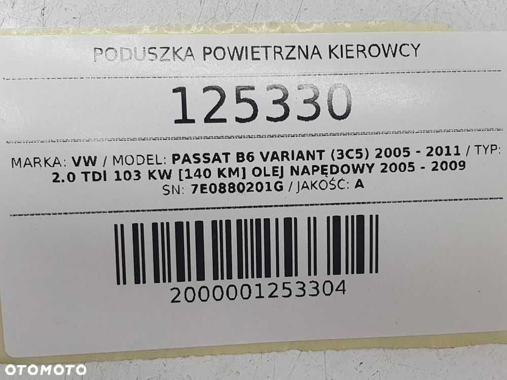 PODUSZKA POWIETRZNA KIEROWCY AIRBAG VW PASSAT B6 7E0880201G - 7