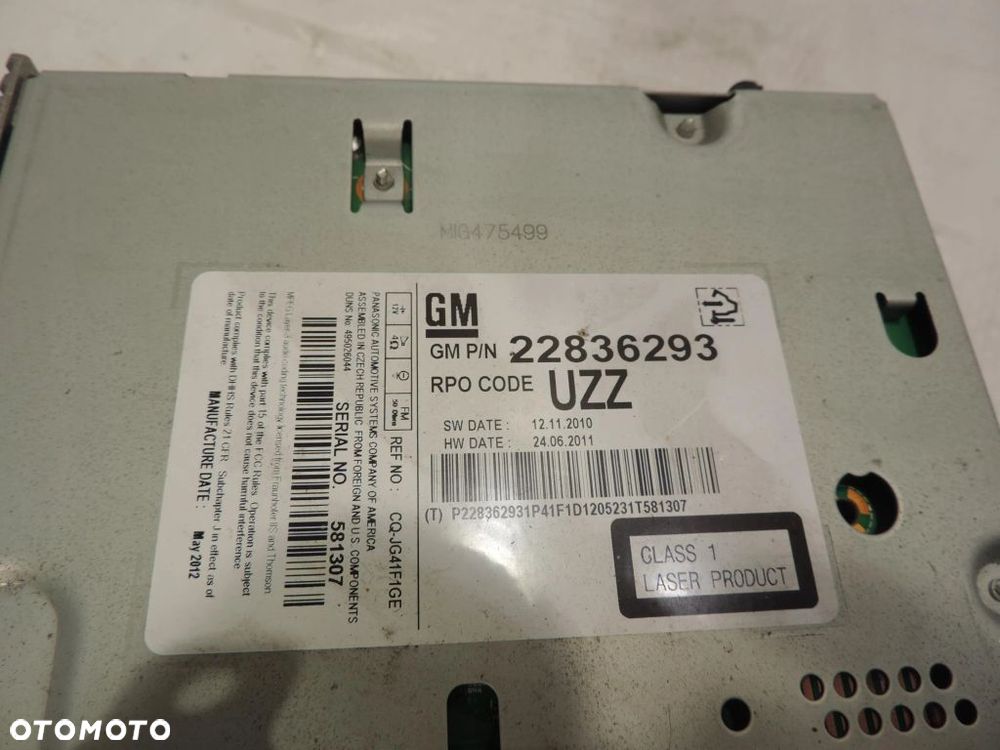 OPEL INSIGNIA A RADIO RADIOODTWARZACZ CD400 22836293 WYŚWIETLACZ 22915943G - 12