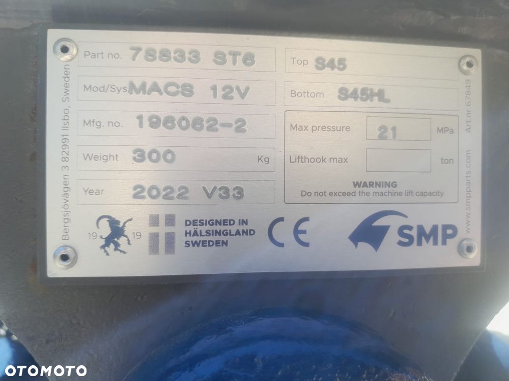 Głowica uchylno-obrotowa, Rototilt SMP ST6 z kleszczami pod szybkozłącze S45 NOWE!! - 11