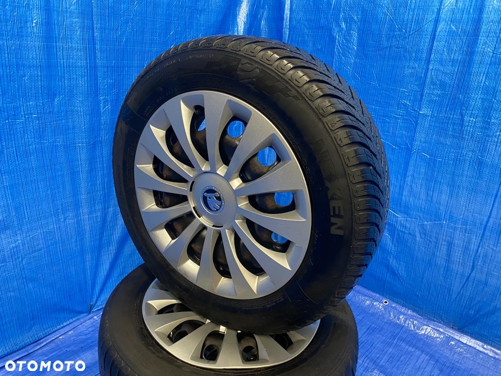 KOŁA 15 KOŁO FELGA STALOWE 6J x 15" 5X100; 57,1mm ET38 KOMPLET ; KOŁPAKI SKODA OE ; OPONY WIELOSEZONOWE NEXEN; SKODA RAPID FABIA OCTAVIA SKALA ; VW ; SEAT ; AUDI ITP. - 7