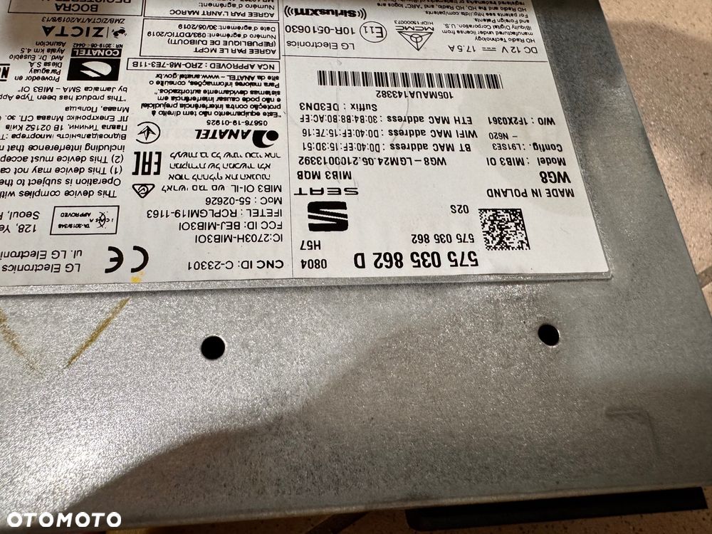 Wyświetlacz ekran radio nawigacja Seat Ateca 575035862D 5FJ919606 - 3