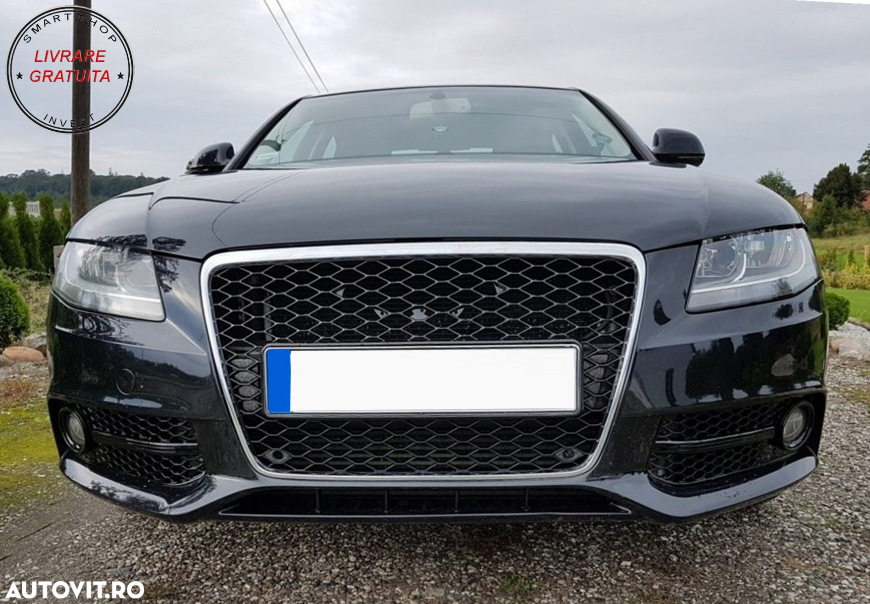 Grile Laterale Bara Fata AUDI A4 B8 8K (2007-2011) S4 Design Negru Lucios- livrare gratuita - 6