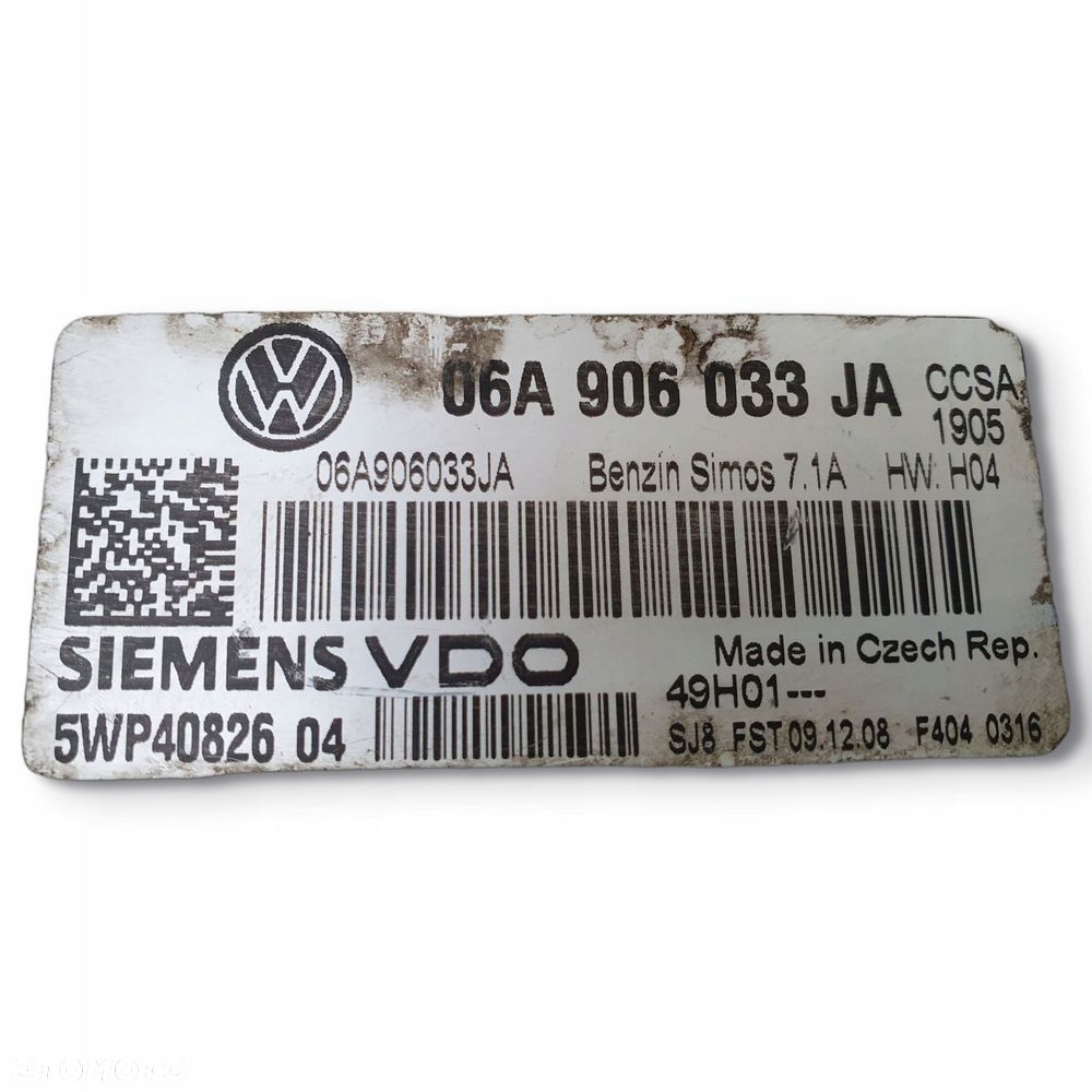 STEROWNIK SILNIKA VW Golf V 1.6 8V 06A906033JA 5WP40826 - 2