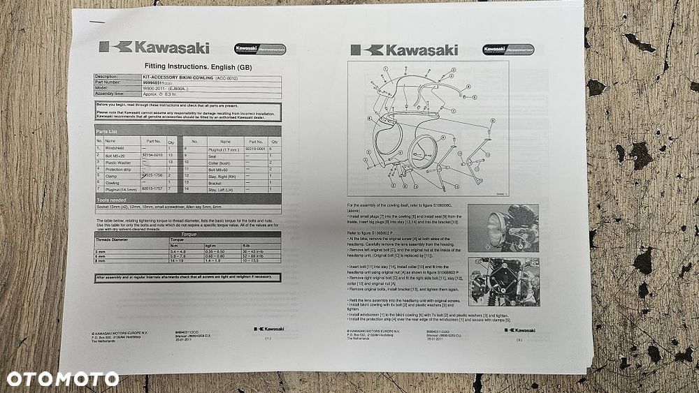 Czasza owiewka szyba stelaż Kawasaki W800 Cafe 999940311 - 15