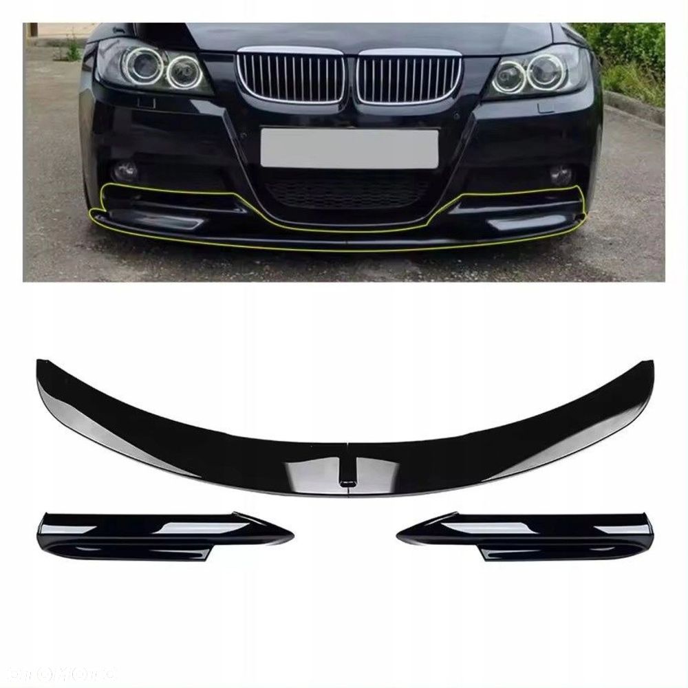 DOKŁADKA PRZEDNIEGO ZDERZAKA BMW E90 E91 M-PAKIET PRZED LIFT czarny połysk - 1