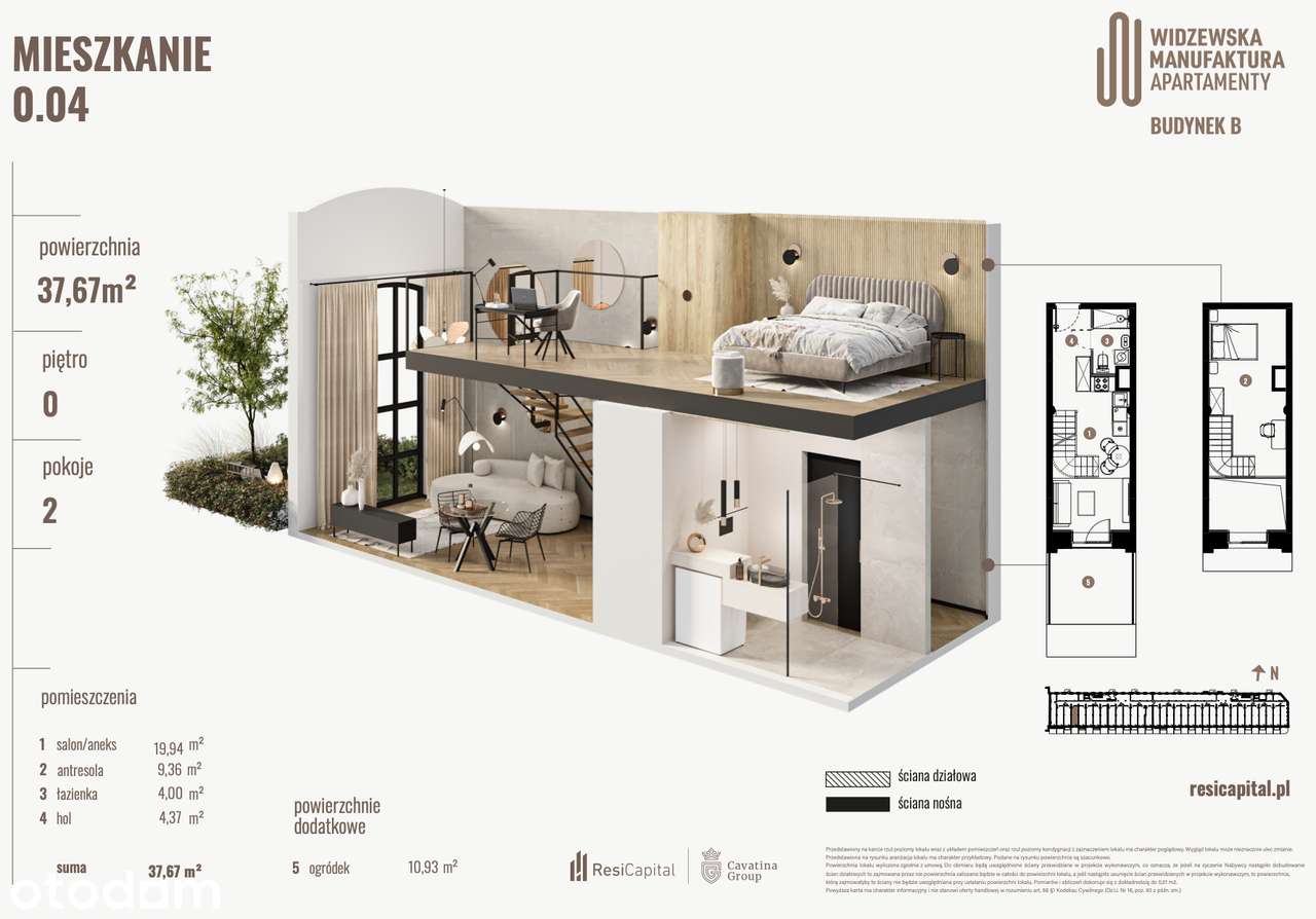 Loft z Ogródkiem + Antresola | WIMA Apartments | Hala Garażowa GRATIS!