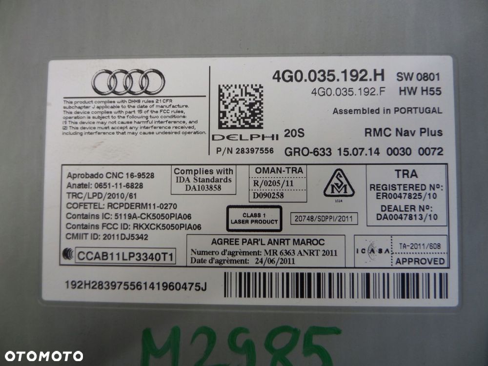 audi a6 c7 4g0 nawigacja czytnik mmi multimedia navi 4g0035192h - 5