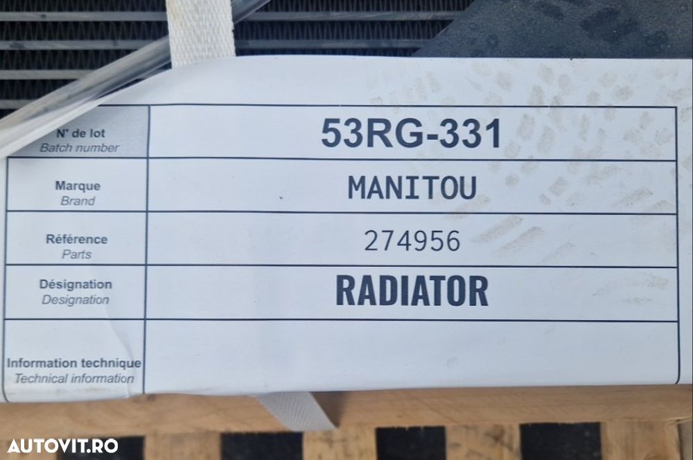 Radiator Manitou ORIGINAL cod 274956 NOU Incarcator Telescopic Stivuitor - 7