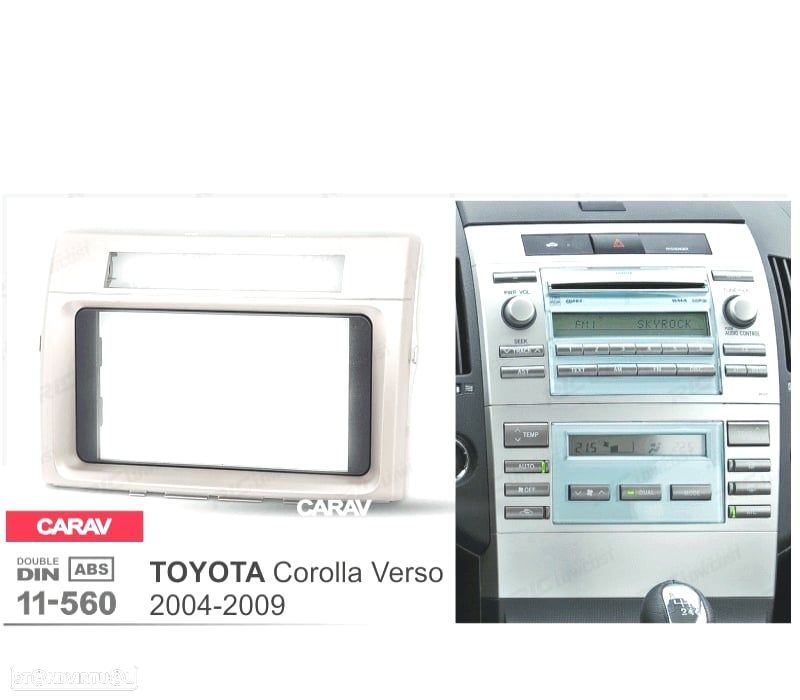 MOLDURA ADAPTADOR CINZA CLARO PARA RADIO 2-DIN PARA TOYOTA COROLLA VERSO 04-09 - 5