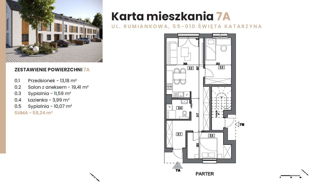 Mieszkanie w skrajnym segmencie z ogródkiem i ogrzewaniem miejskim!