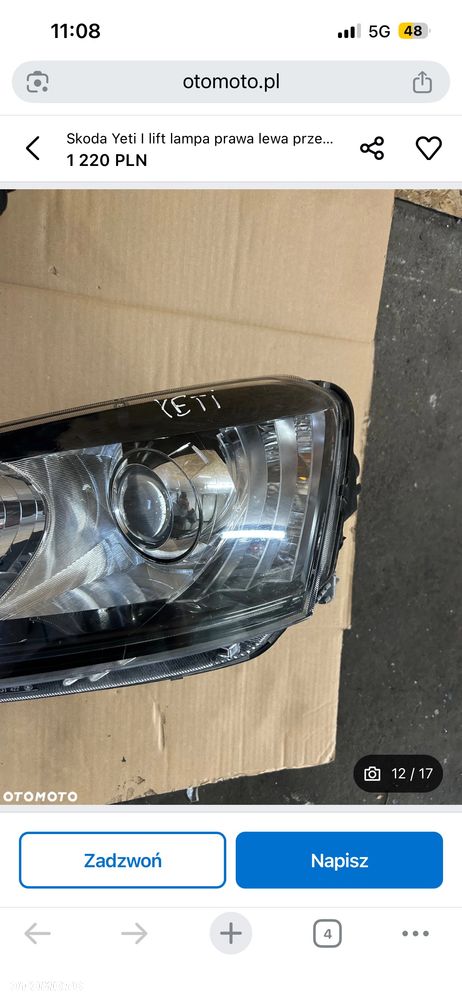 Skoda Yeti Lift maska błotnik prawy lampy xenon  europa pas przedni 2013-2019 Yeti II 5L0 - 5
