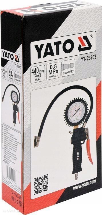 YATO PISTOLET DO POMPOWANIA KÓŁ Z MANOMETREM 8 BAR YT- 23703 - 5