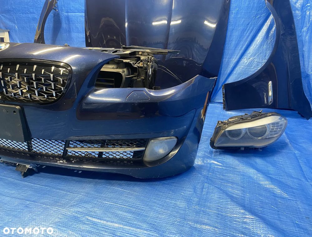 PRZÓD KOMPLETNY BMW F10 F11 NIEBIESKI A76 TIEFSEEBLAU MASKA ZDERZAK LAMPY XENON PAS PRZEDNI CHŁODNICE 535I KOMPLET EUROPA - 7