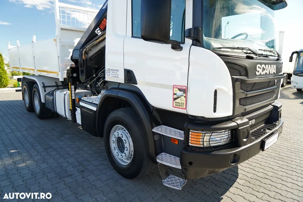 Scania P 410 / 6x4 / BASCULĂ - 6 M + HIAB XS 211 HDS / RADIOCOMANDĂ / EURO 6 / ROTARE / GRABĂ - 14