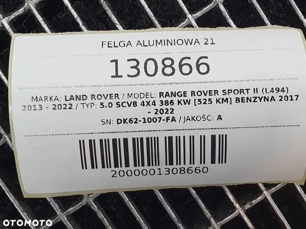 FELGA ALUMINIOWA 21 DK62-1007-FA RANGE ROVER SPORT II L494 9,5 ET49 - 13