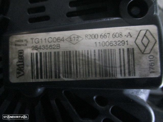 Alternador 8200667608A  TG11C064  2543562B NISSAN NOTE 2009 1.5DCI NISSAN MICRA 3 K12E 2010 1.5DCI 85CV  5P PRETO VALEO RENAULT CLIO 2 2010 1.5Dci 65CV 3P BRANCO VALEO - 5