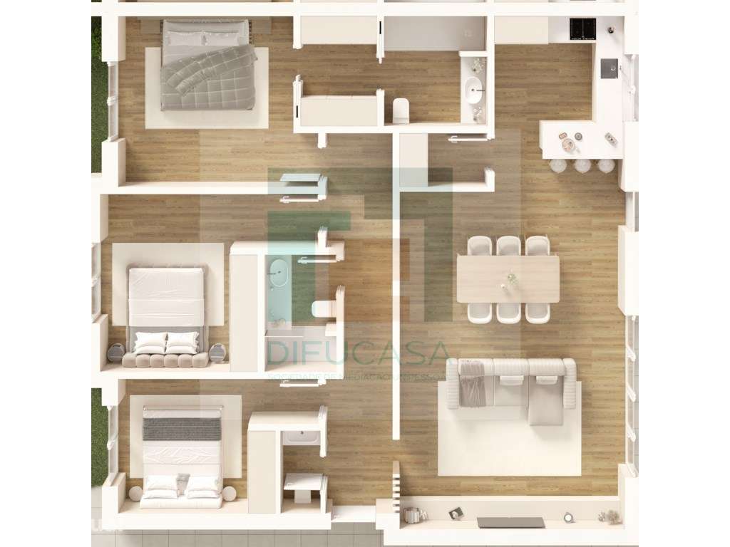 Moradia Geminada Térrea T3 com Piscina e Churrasqueira - Grande imagem: 2/5