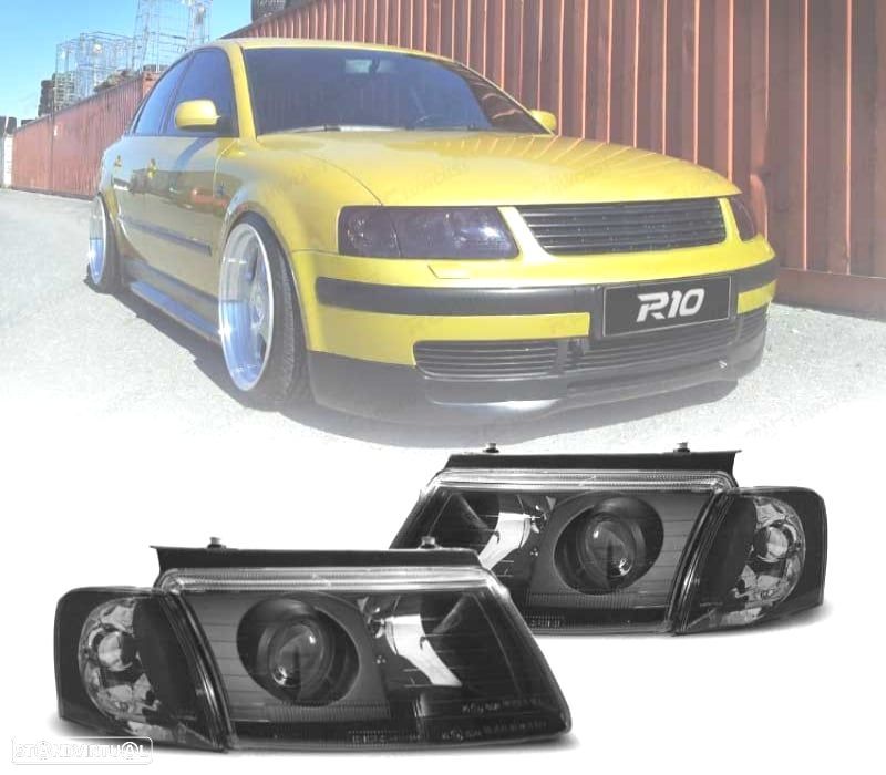 FARÓIS COM PROJETOR VOLKSWAGEN VW PASSAT 3B 96-00 FUNDO PRETO - 1