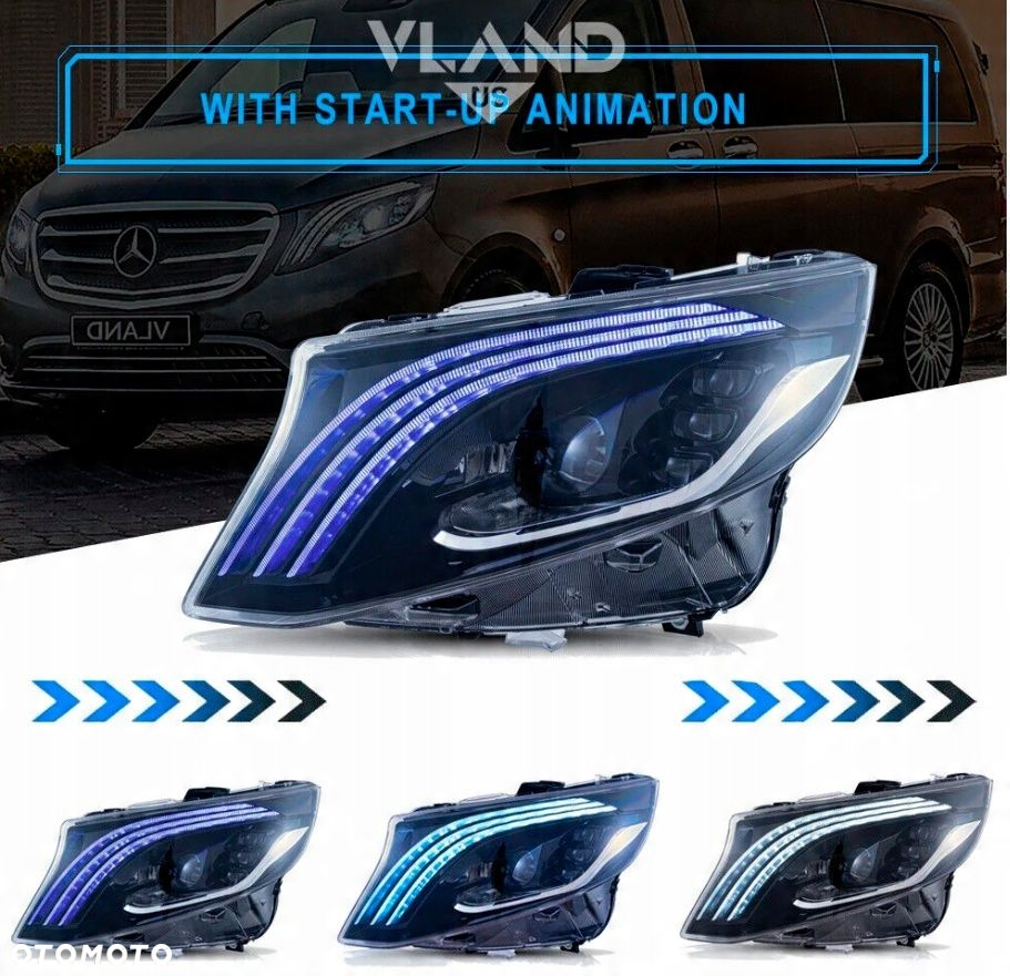 Reflektor Lampa kpl Vland Full Led Tuning Black Mercedes Vito V-klasa w 447 - 8