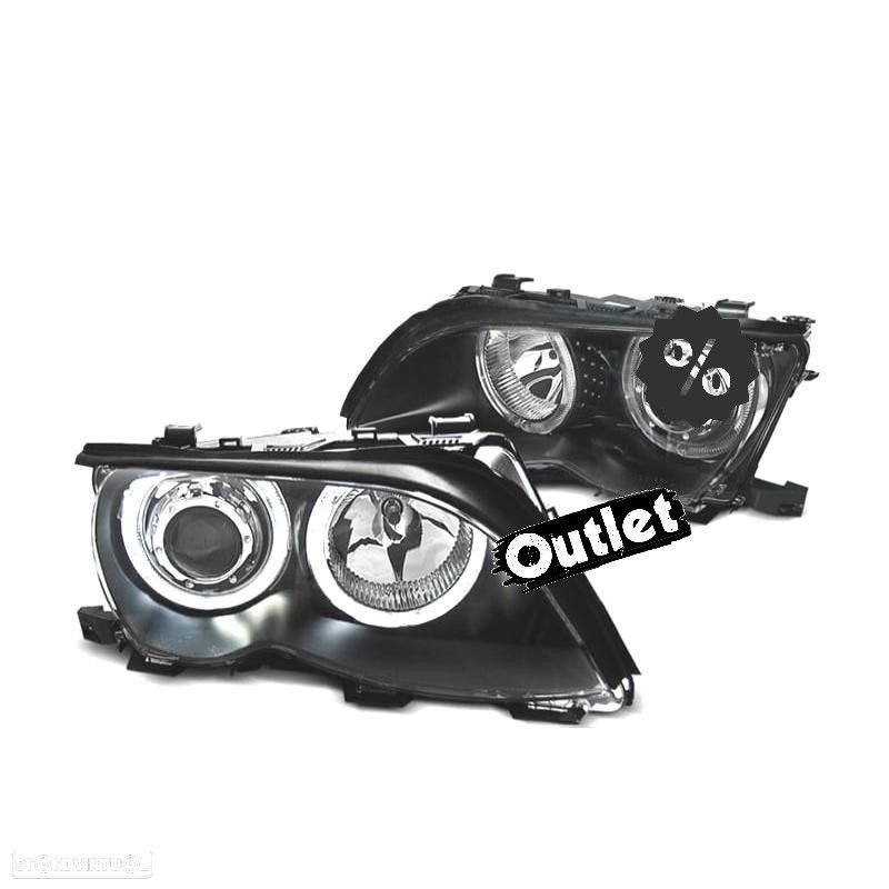 R148660C3 FAROL ESQ BMW E46 OLHO ANJO LED CCFL 4 PORTAS 01-05 FUNDO PRETO - 1