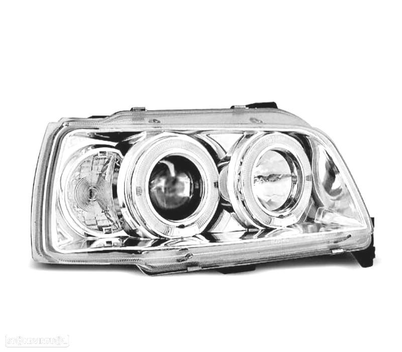 FAROIS FRONTAIS RENAULT CLIO 90-95 ANGEL EYES FUNDO CROMADO - 2
