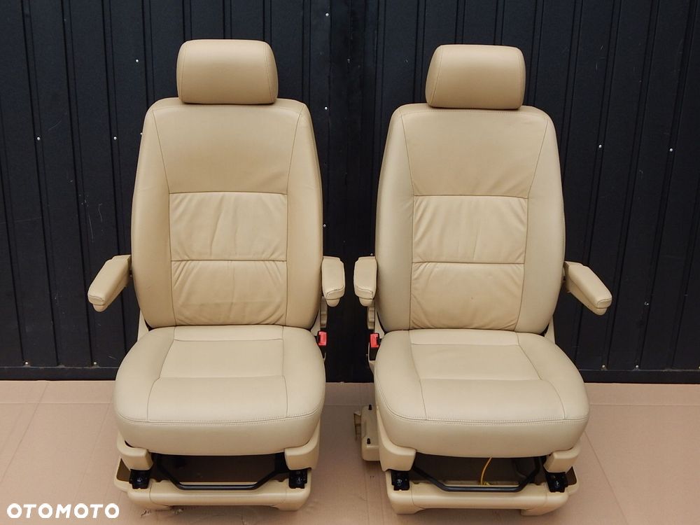 vw t5 multivan fotel kierowcy pasażera prawy lewy komplet skóra beżowy - 1