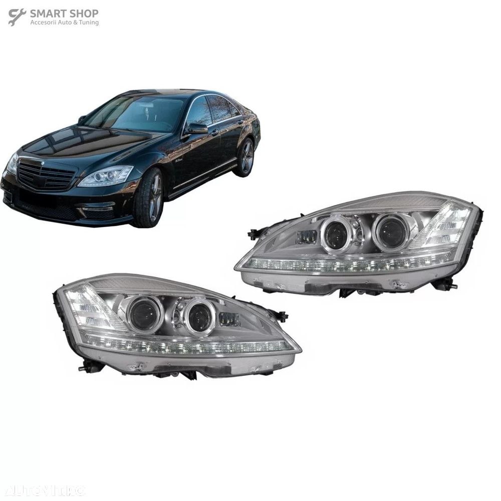 Faruri LED Mercedes Clasa S W221 (2005-2009) Facelift Look Semnalizare - 1