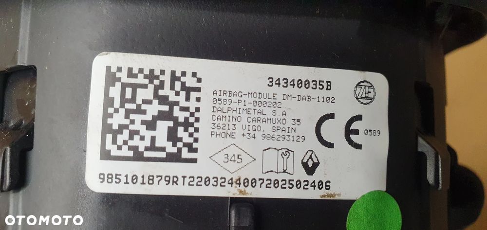 Poduszka kierowcy kierownicy AIRBAG Oryginał Nissan Primastar III 34340035B 985101879R - 9