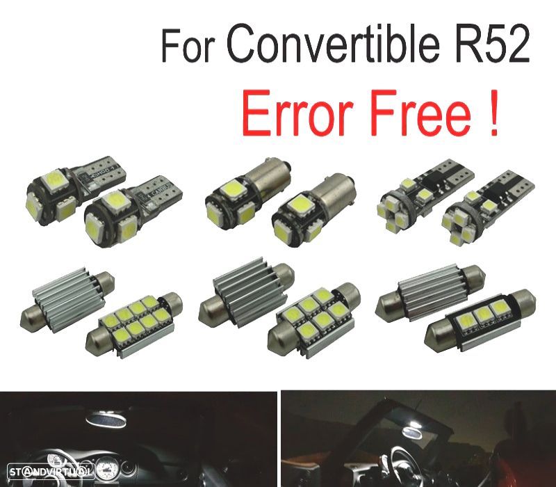 KIT COMPLETO 12 LAMPADAS LED INTERIOR PARA MINI COOPER CABRIO CONVERTIBLE R52 04-07 - 1