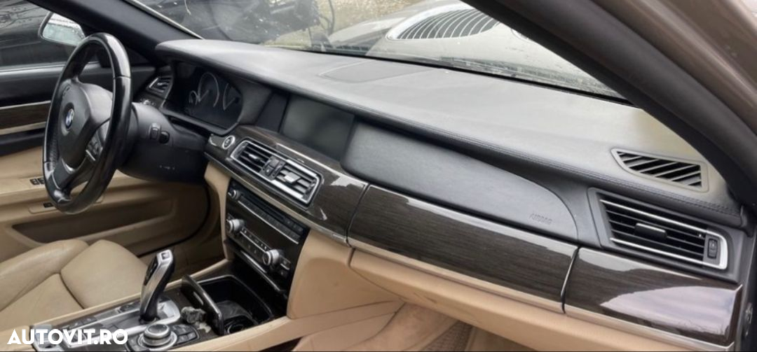 planșă bord bmw seria 7 F01 F02 2014 LCI piele originala cu tot cu airbag pasager aeroterma volan pe partea stânga kit piele Nappa Hud head up display dețin mai multe modele - 10